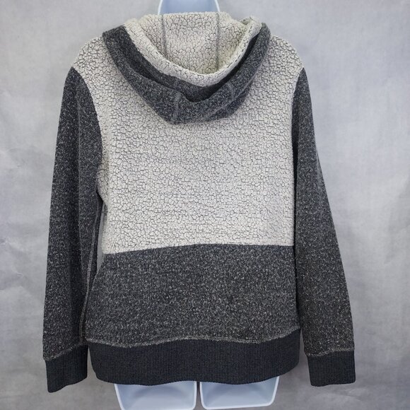 Toad & Co Wildwood Sherpa Hoodie Women's Med Gray Heather & Charcoal Wool Jacket - Picture 7 of 16